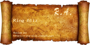 Ring Aliz névjegykártya
